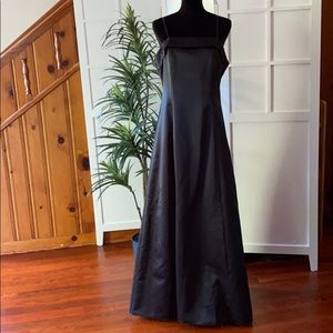WOW Black satin embellished formal gown long dress
